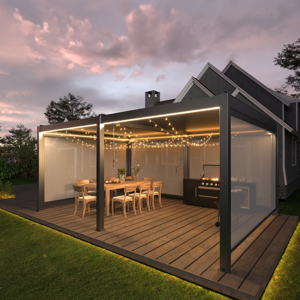 Pergola,Manual Outdoor Louvered Sun Shade Panel, Multi-Function Louvered Awning For Patio & Indoor Use_voghion.com